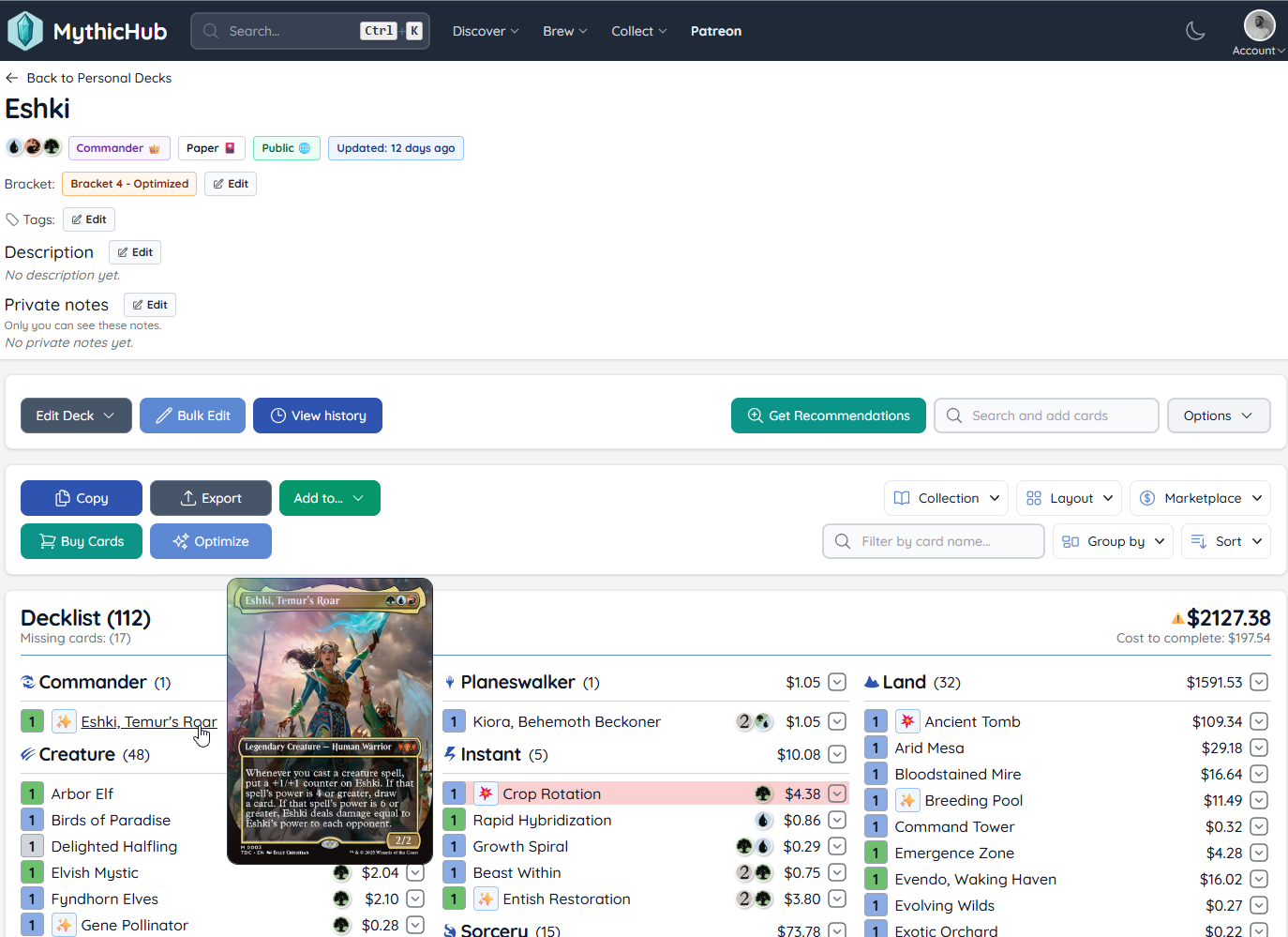 Explore decklist recommendations