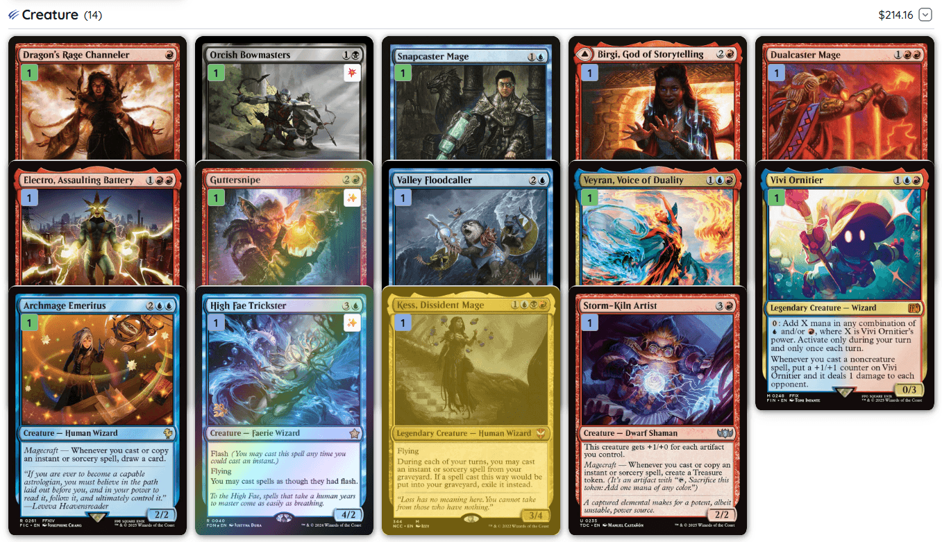 Decklist Grid Layout