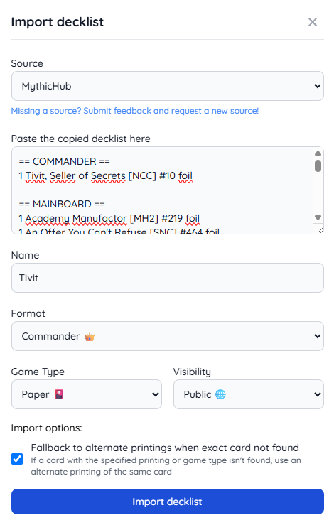 Enhanced Import Dialog