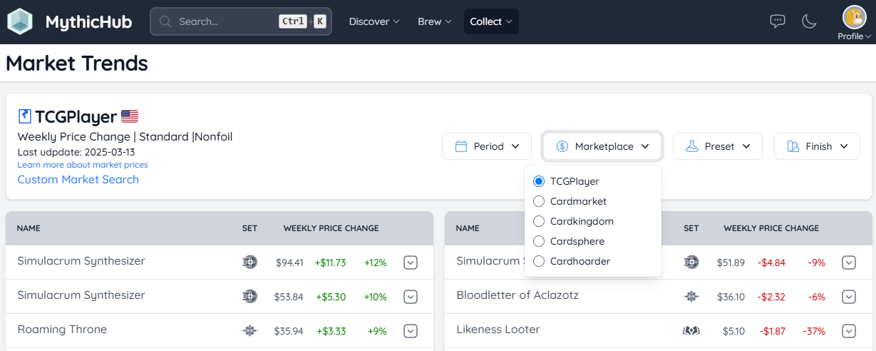 Marketplace Selection